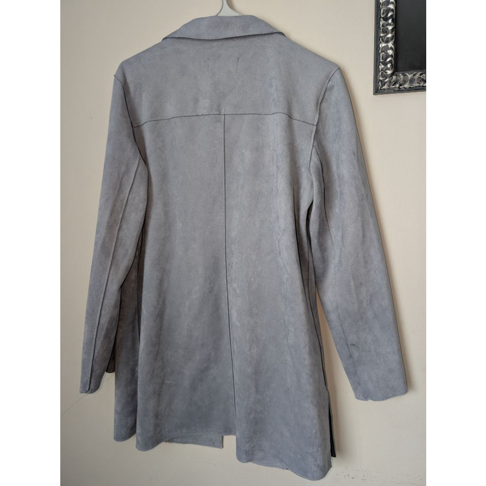 PREMISE Gray Faux Leather Blazer S, Women's - Picture 8 of 10